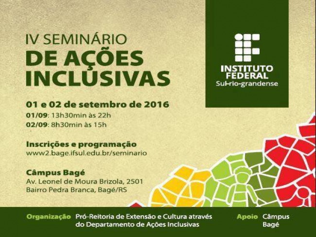  Seminário de Ações Inclusivas em setembro no IFSUL 