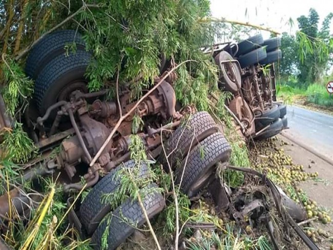 Motorista morre aps caminho bitrem cair e tombar numa ribanceira em Iacanga