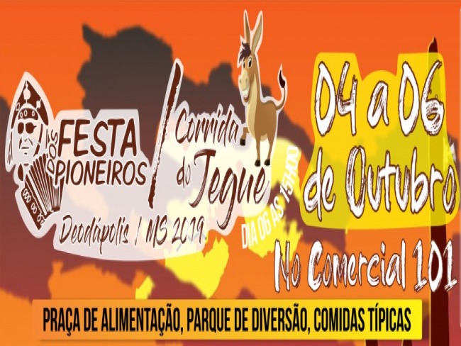 Definida a programação oficial da 2ª Festa dos Pioneiros e Corrida de Jegues em Deodápolis/MS