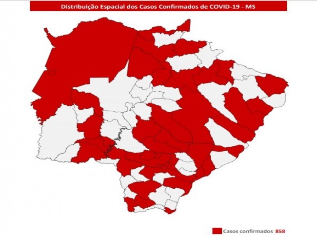 Casos confirmados do novo coronavírus chegam a 43 municípios de MS