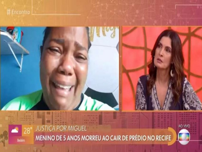 Fátima Bernardes chora ao vivo com depoimento de mãe do menino Miguel