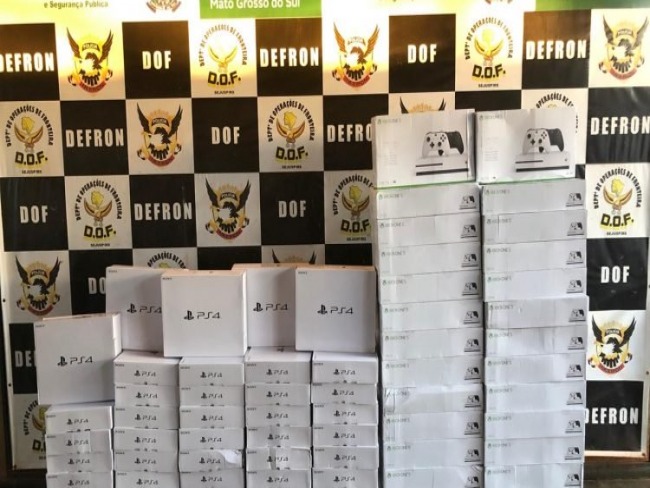 Polícia apreende carregamento de Playstation 4 e Xbox contrabandeados na região de Dourados