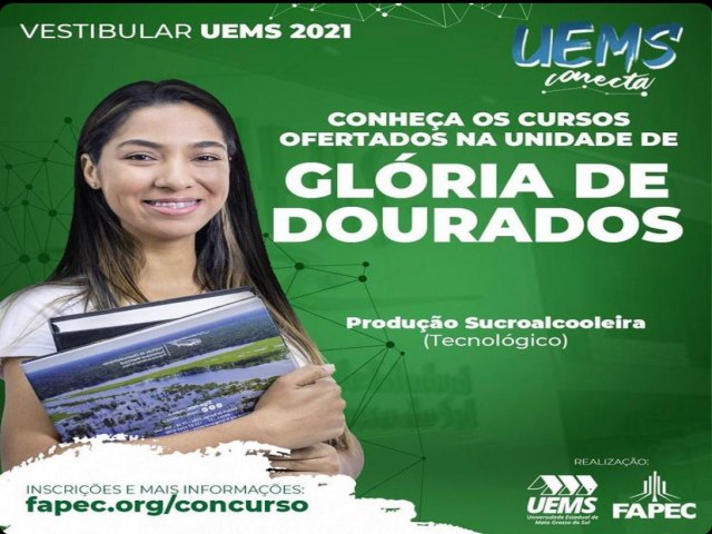  UEMS-UNIDADE DE GLÓRIA DE DOURADOS: Inscrições abertas para curso de tecnologia em produção Sucroalcooleira