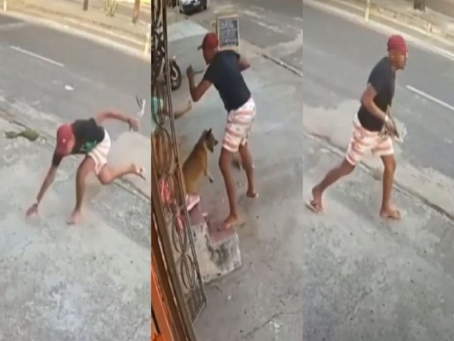 Ladro tropea, perde chinelo, leva mordida de cachorro e desiste de assalto em Fortaleza