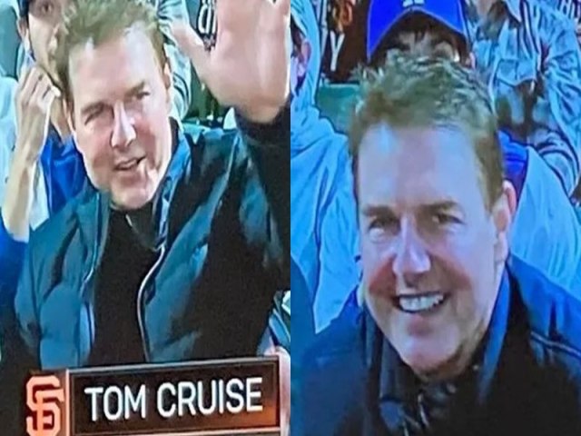 Tom Cruise chama ateno por sua aparncia durante jogo de beisebol