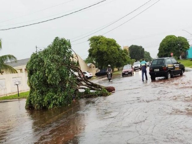 Chuva aparece com força no sul do estado e alaga avenidas de Amambai