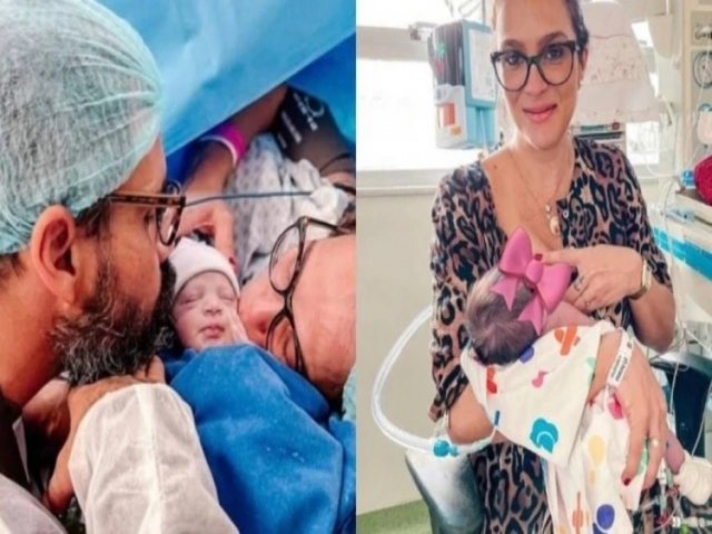 Filha de Juliano Cazarr mama pela primeira vez: Um dos dias mais felizes