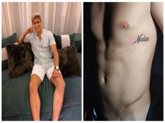 Tiago Ramos faz tatuagem para me de Neymar, sua ex-namorada