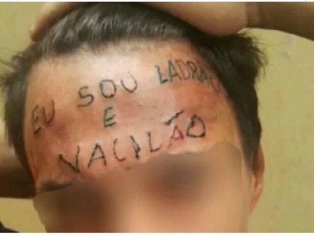 Jovem que teve testa tatuada  preso por furto: sou ladro vacilo