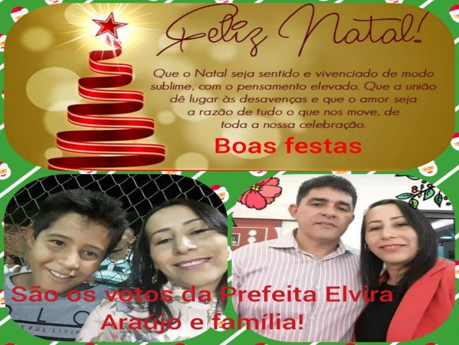 PREFEITA ELVIRAARAJO  ENVIA MENSAGEM DE NATAL E ANO NOVO A POPULAO DE NAZAR TO 