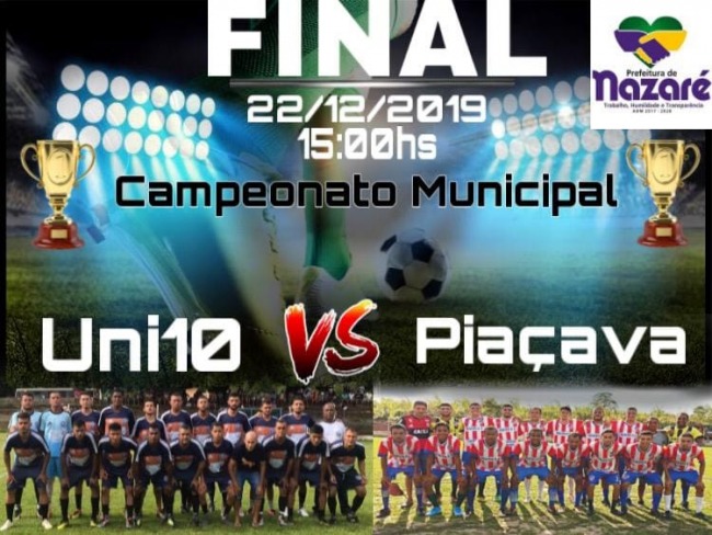 Prefeitura Municipal de Nazar do Tocantins convida populao para grande final do Campeonato de Futebol; veja