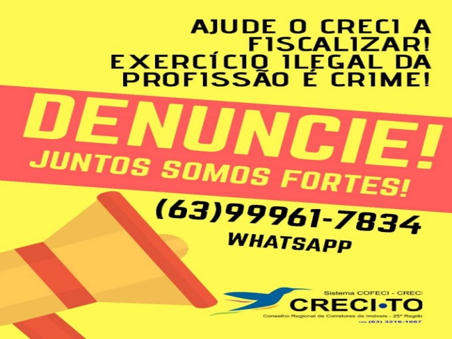 CRECI-TO lana WhatsApp denncia contra exerccio irregular da profisso de corretor de imveis