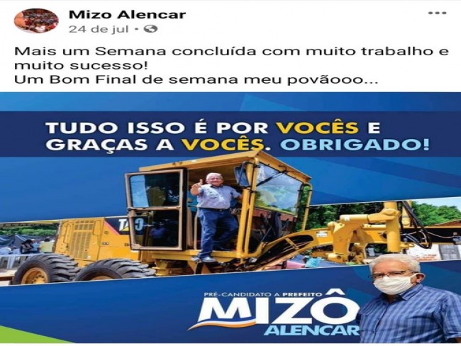 MIZ ALENCAR USA MQUINA PBLICA DE FILADLFIA-TO EM CAMPANHA ELEITORAL E ABANDONA ESCAVADORA NA ZONA RURAL 