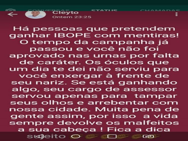 PREFEITO CLAYTON PAULO REAFIRMA A PRPRIA ARROGANTE PREPOTNCIA AO DESTILAR VENENO EM NAZAR-TO