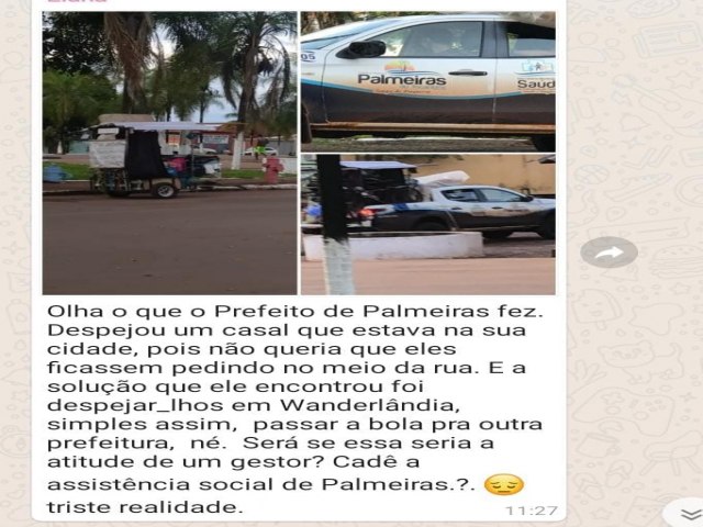 PREFEITO JR NOLETO EXPULSA CASAL CARENTE DE PALMEIRAS E ORDENA MUDANA PARA WANDERLNDIA 