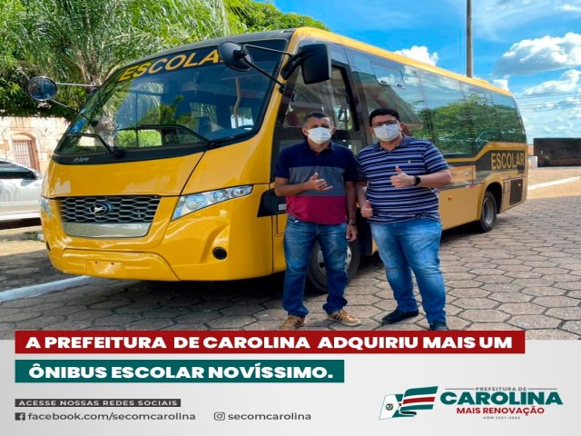 PREFEITURA DE CAROLINA RECEBE NOVOS NIBUS PARA O TRANSPORTE DE ALUNOS DA REDE MUNICIPAL