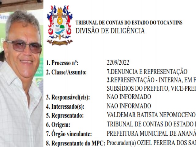 PREFEITO VALDEMAR IGNORA TRIBUNAL DE CONTAS E  DECLARADO REVEL EM PROCESSO QUE COBRA DEVOLUO DE SALRIOS PAGOS ILEGALMENTE EM ANANS