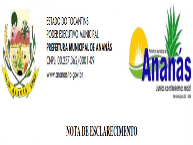 PREFEITURA DE ANANS-TO NOTA DE ESCLARECIMENTO