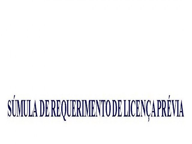 SMULA DE REQUERIMENTO DE LICENA PRVIA