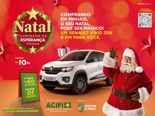 Campanha de Natal ir sortear carro zero em Pinhais