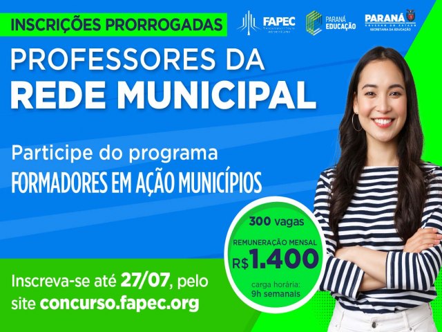 Prorrogadas inscries para processo seletivo do Formadores em Ao nos Municpios