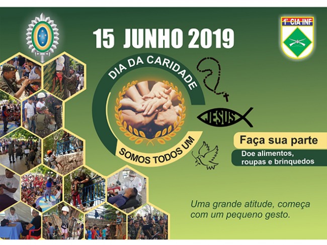 1ª Cia. de Infantaria realiza, com outras instituições de Paulo Afonso, o DIA C – Dia da Caridade, neste sábado, 15 de Junho 