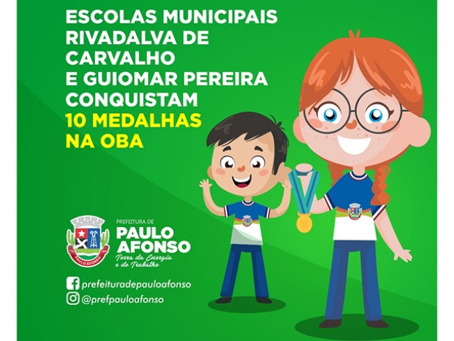 Escolas municipais Rivadalva e Guiomar Pereira conquistam 10 medalhas na OBA 