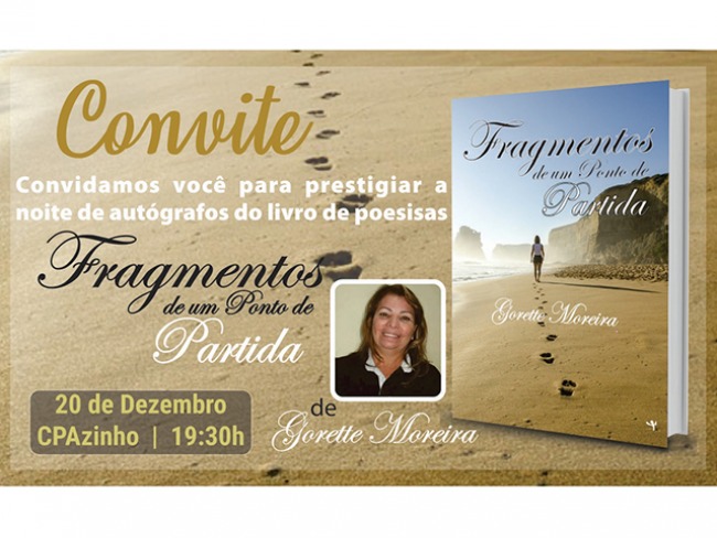 Gorette Moreira lança livro de poesias no CPAZINHO, dia 20 de Dezembro