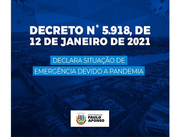 Prefeitura decreta situação de emergência em Paulo Afonso devido à pandemia 