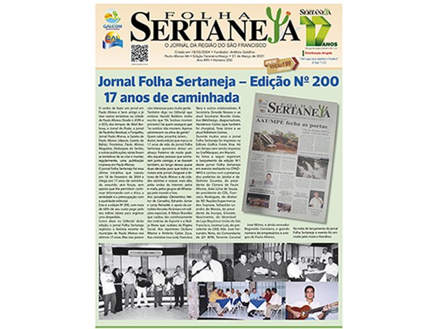 Jornal Folha Sertaneja - 17 anos de registro da história recente de Paulo Afonso e Região