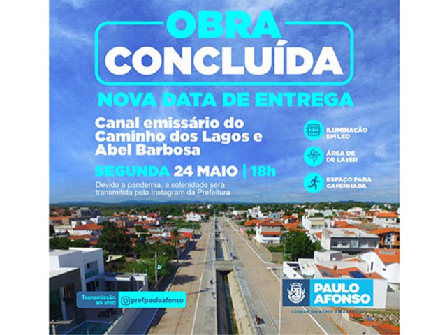 Mudança de data: canal emissário do Abel Barbosa e Caminho dos Lagos será entregue nesta segunda (24)