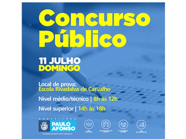 Escola Rivadalva será o local de prova do concurso público deste domingo (11) que será realizado pela manhã e à tarde