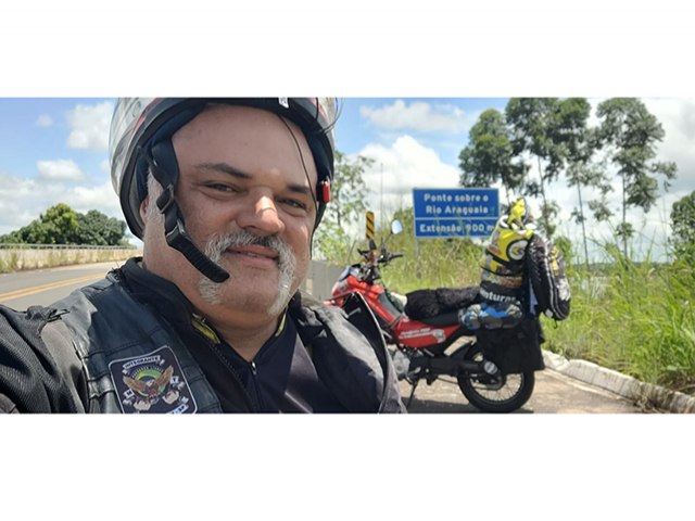 Com sua moto POP 110, o pauloafonsino Flávio Pezão chega na Floresta Amazônica