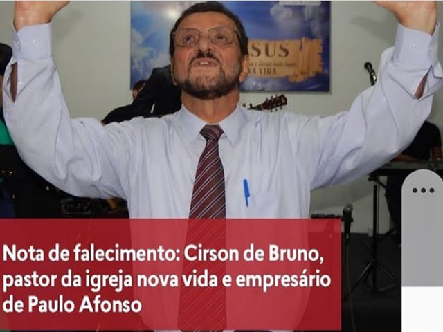 Pastor Bruno foi chamado à morada celestial