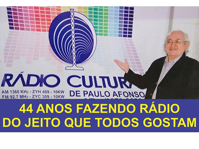 Rdio Cultura de Paulo Afonso comemora 44 anos. O sonho de Antnio Jos Diniz ganhou vida em 8 de dezembro de 1978, dando voz a Paulo Afonso. E caminha para o cinquentenrio!