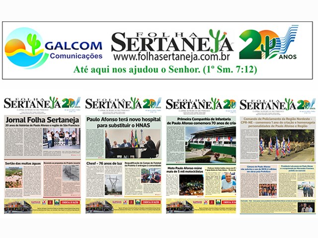 Com 20 anos de vida, o Site e Jornal Folha Sertaneja abrem espaos para escritores e artistas de Paulo Afonso e Regio do So Francisco