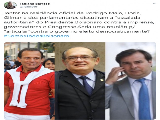 Dria, Maia e Gilmar Mendes articulam envenenar entidades sindicais contra o governo Bolsonaro 