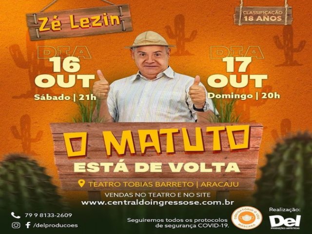 Z LEZIN REALIZA SHOW EM ARACAJU NOS DIAS 16 E 17 DE OUTUBRO