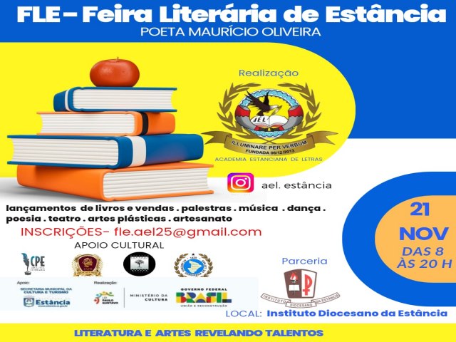 PRXIMO DIA 21 ACONTECER EM ESTNCIA A SEGUNDA FEIRA LITERRIA 