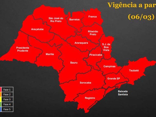 VERMELHOU GERAL – Governador Dória coloca todo estado de São Paulo no vermelho