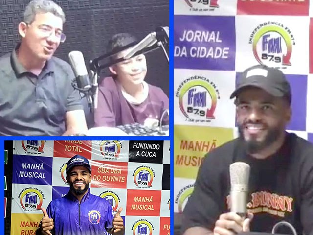 Jogador Danielzinho concede entrevista na Independncia FM, presenteia f e tambm  presenteado
