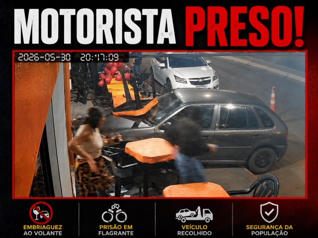 Motorista � detido ap�s carro invadir pizzaria em Nova Independ�ncia