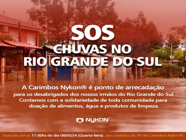 Empresa Carimbos Nykon arrecada donativos para os irmos desalojados do RS