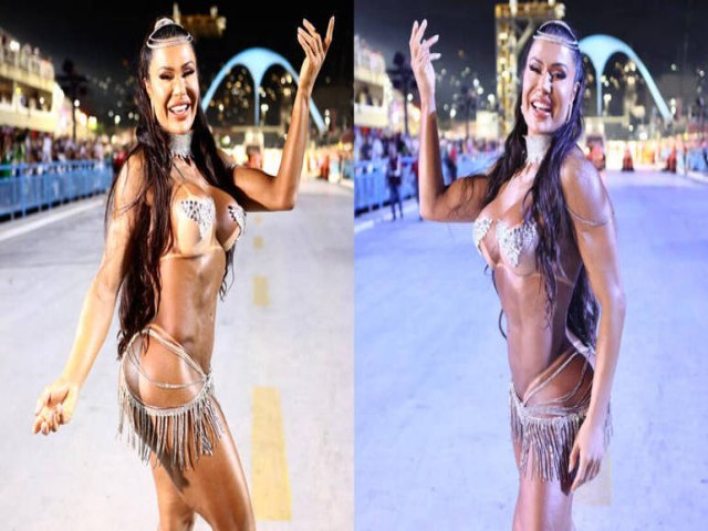 Gracyanne Barbosa usa microfantasia para curtir show de Belo em camarote no Rio