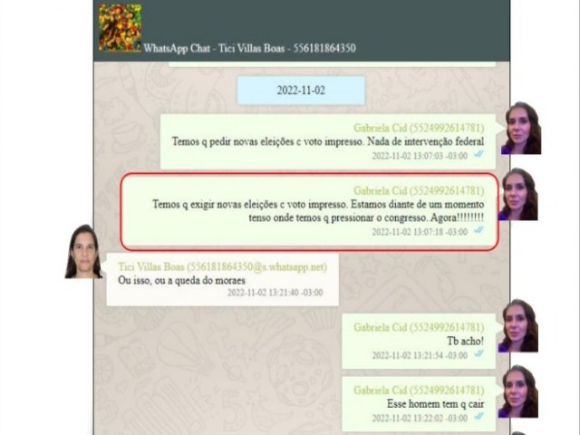 Invadir Braslia e queda de Moraes: esposa de Cid e filha de Villas Bas tambm tinham planos golpistas