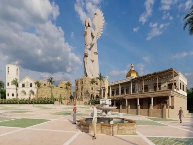 Esttua de So Miguel Arcanjo maior que o Cristo Redentor  construda no interior de SP