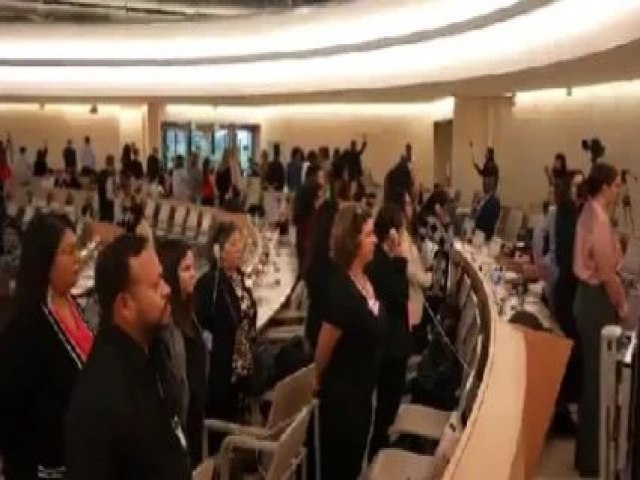 Plenrio do Comit de Direitos Humanos da ONU d as costas  embaixadora dos EUA