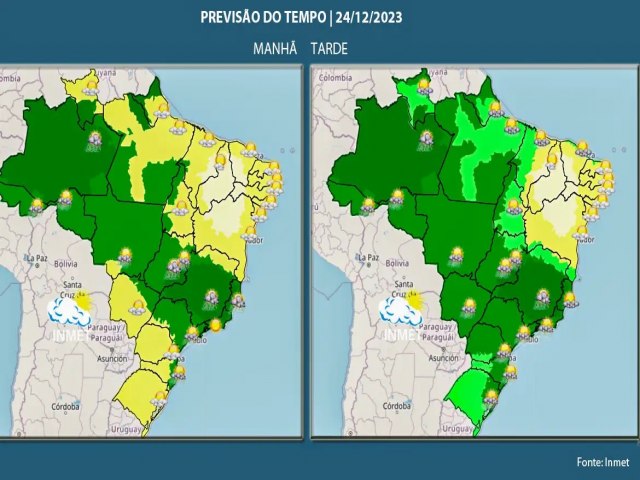 Noite de Natal pode ser chuvosa na maior parte do pas