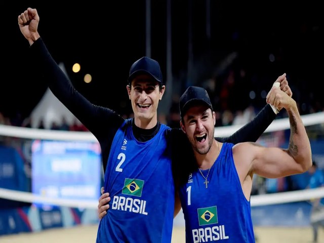 No Vlei de Praia, a dupla Andr e George se garantem na classificao nos Jogos de Paris