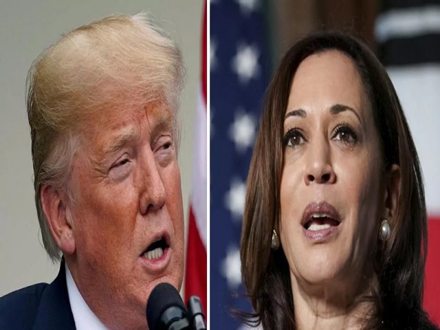 Mdia nacional de pesquisas aponta Kamala  frente de Trump nos EUA